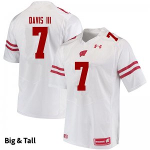Men's Wisconsin Badgers NCAA #7 Danny Davis III White Authentic Under Armour Big & Tall Stitched College Football Jersey YV31O55EY